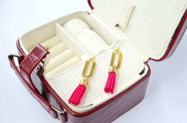 brass tassel pink earrings72