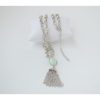 aqua tassel silver chain necklace