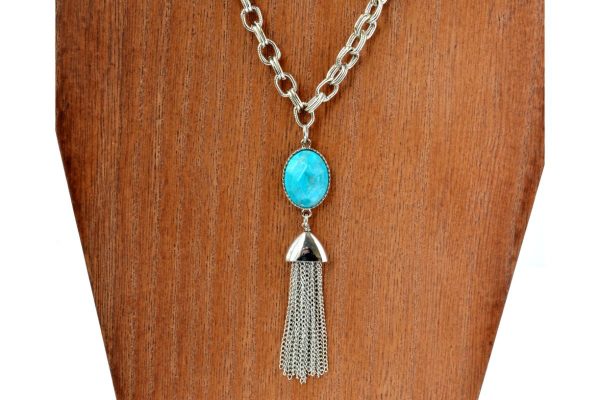 big double chain turquoise necklace72