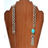 big double silver chain turquoise stone72