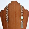 big silver chain aqua necklace72