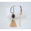 black and gold tassel black chain necklace