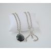 black stone teardrop silver necklace