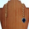 gold chain blue pentagon necklace72