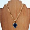 gold chain blue pentagon pendant72