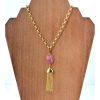 gold chain magenta necklace72