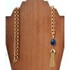 gold round chain blue pendant72