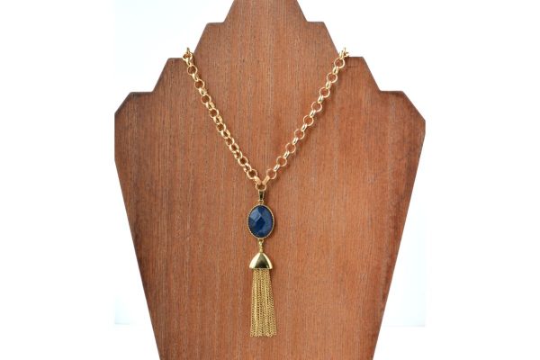 gold round chain blue tassel72