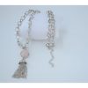 pink and silver tassel silver chain
