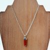 small silver chain red pendant72