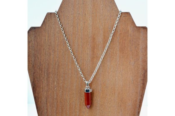 small silver chain red pendant72