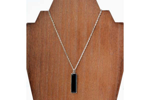 small thin silver chain black necklace72