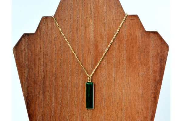thin gold chain green pendant necklace72