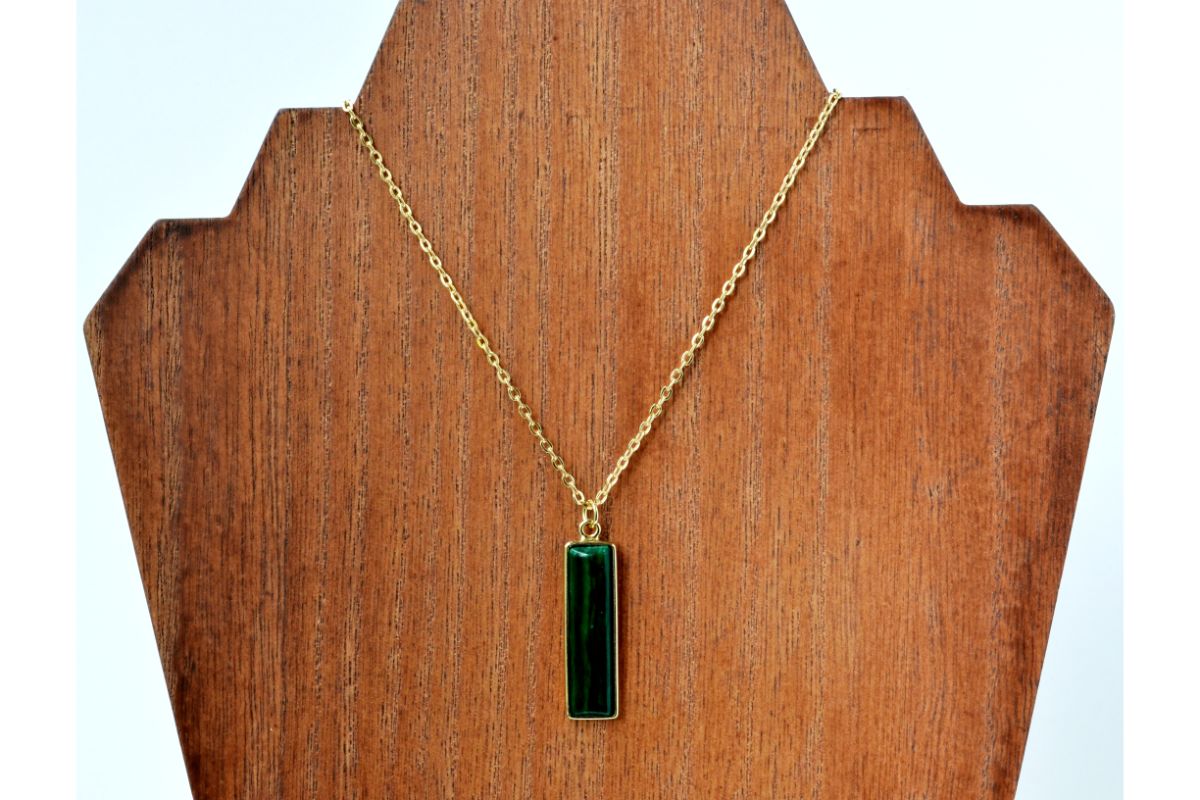 Mint Green Stone & American Diamond Embellished Drop Shape Necklace Set |  B261-July-40 | Cilory.com