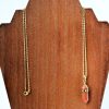thin gold chain peach pendant necklace72