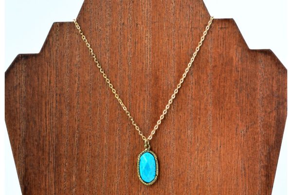 thin gold chain turquoise necklace72