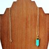 thin gold chain turquoise stone necklace72