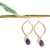 Purple drop gold earrings